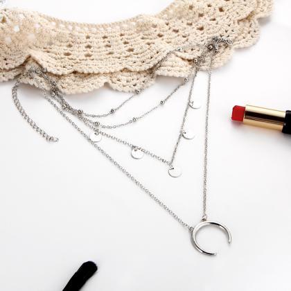 Necklace,collarbone Chain Wafer Moon Necklace..