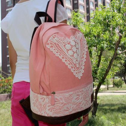 Blue Canvas Lace Backpack