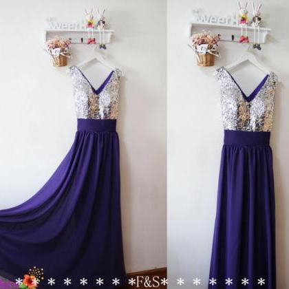 Purple Sequin Bridesmaid Dress, Sexy Purple..