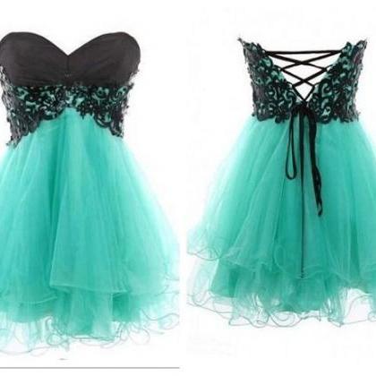 Lace Ball Gown Sweetheart Mini Prom Dress, Short..