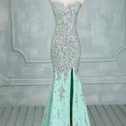 Strapless Sweetheart Mermaid Chiffon Prom Dress..