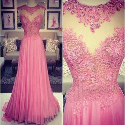 Lace Prom Dresses,pink Prom Dress,modest Prom..