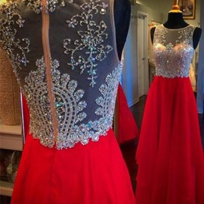 Red Prom Dressdeep V Prom Dress High Collar Dress,..