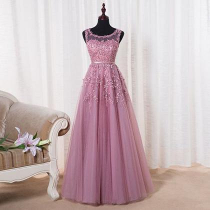 Formal Dress,sexy Prom Dress,a-line Pink Tulle..