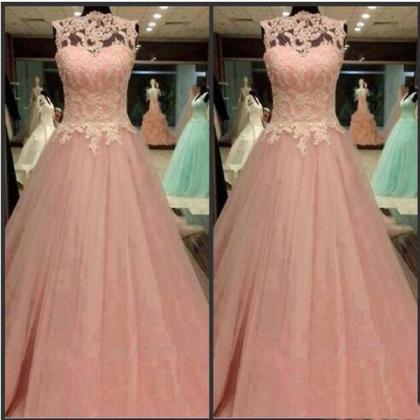 Pink Formal Dress, Long Prom Dresses,sleeveless..