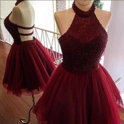 Party Dress, Burgundy Homecoming Dress,a Line..