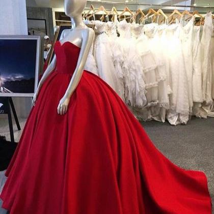 Red Sweetheart Floor Length Prom Gown Featuring..
