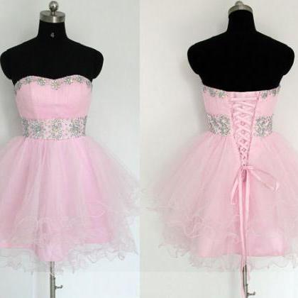 Short Prom Dress, Pink Prom Dress, Sweet Heart..