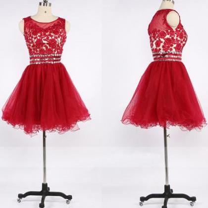 Short Prom Dress, Red Prom Dress, Knee-length Prom..