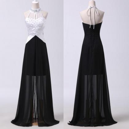 Long Prom Dress, Black Prom Dress, Halter Prom..