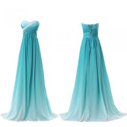 Blue Floor Length Chiffon Prom Dress Featuring..