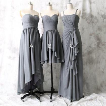 Long Bridesmaid Dress, Grey Bridesmaid Dress,..