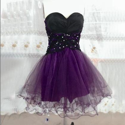 Short Homecoming Dress, Purple Prom Dress, Lace Up..