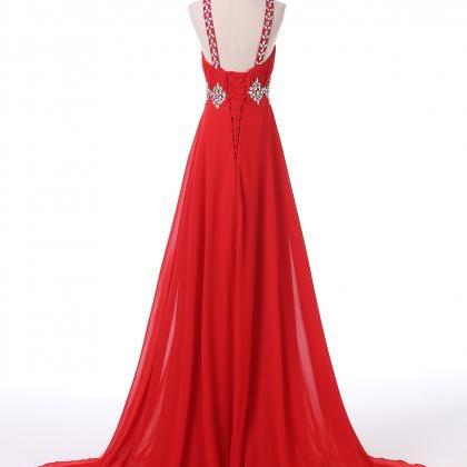 Red Floor Length Chiffon Prom Dress Featuring..