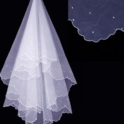 1.5m Tulle Wedding Veil With Scallop Trim And..
