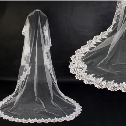 3m Long Cathedral Lace Edge Wedding Veil Lace..