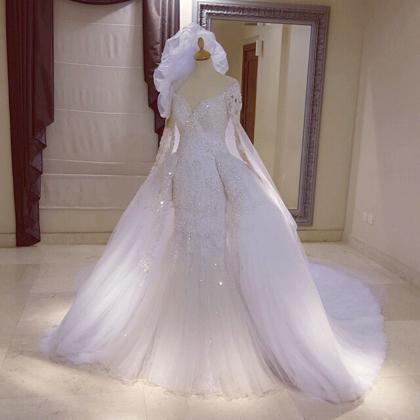 2016long Sleeves Lace Mermaid Wedding Dresses..
