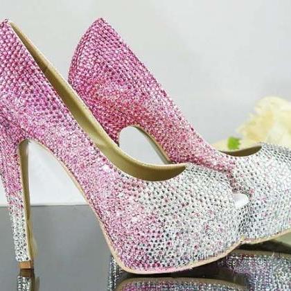 Handmade Crystal Rhinestone Bride Shoes Wedding..