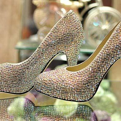 Cinderella Crystal Shoes Nightclub High Heel..