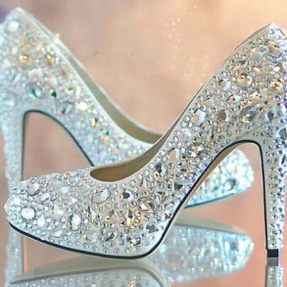 Nice Blue Crystal Lady's Formal Shoes..