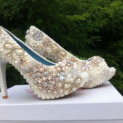 Pearl Wedding Shoes, Bridal Shoes, Bridal, Women..