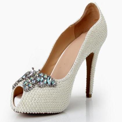 White Pearl Wedding Shoes, Bridal Shoes, Bridal,..
