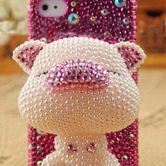 Iphone 6s Plus 7plus 5s Cute Pig Handmade Crystal..