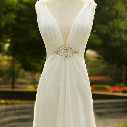 Sexy Backless Sweetheart White Beaded Long Prom..