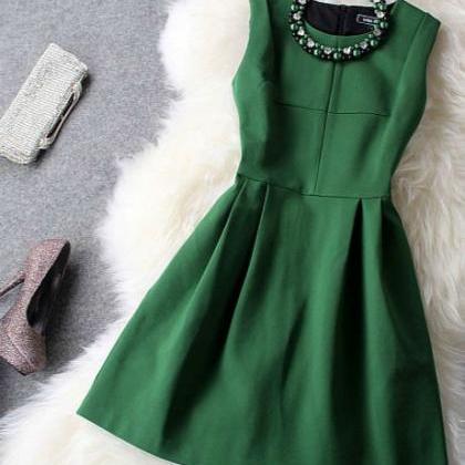 Deep Green Beaded Evening Dress,women Dress Women..