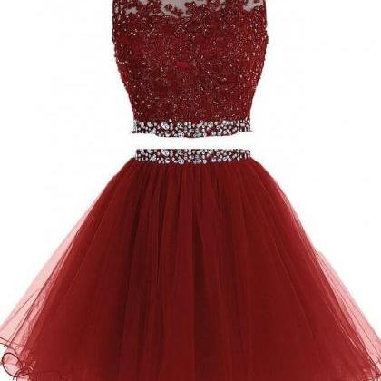 Two Piece Homecoming Dress, Tulle Homecoming..