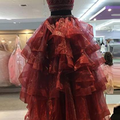 Charming Prom Dress,red Prom Dresses,beading Prom..