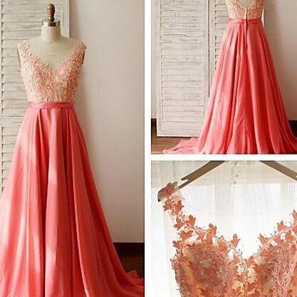 Coral Prom Dresses,2017 Evening Dresses, Fashion..