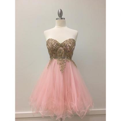 Homecoming Dress, Pink Homecoming Dresses,tulle..