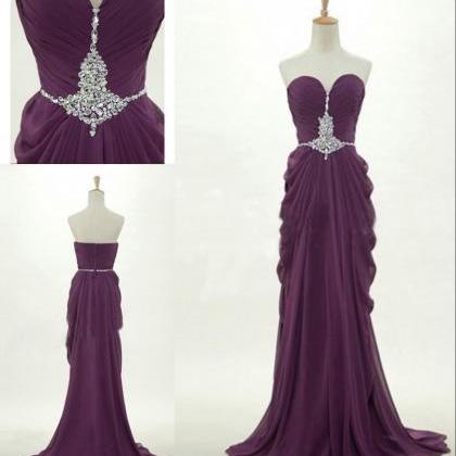 Vintage Designer Formal Dresses Purple Chiffon..