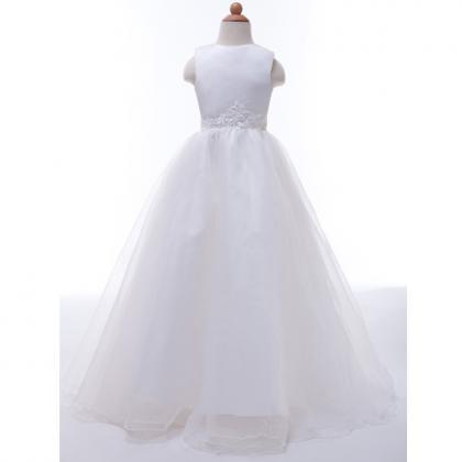 Long White Flower Girl Dresses For Weddings..