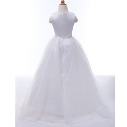 Long White Flower Girl Dresses For Weddings..