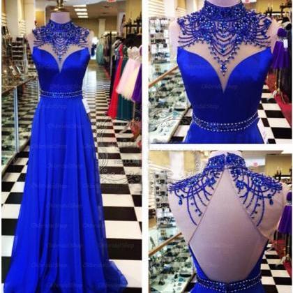 Charming Prom Dress,royal Blue Prom Dresses, Long..