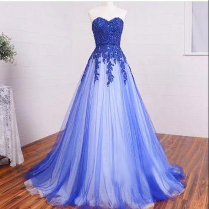 2021 Sweetheart Strapless Long Lace Appliques..