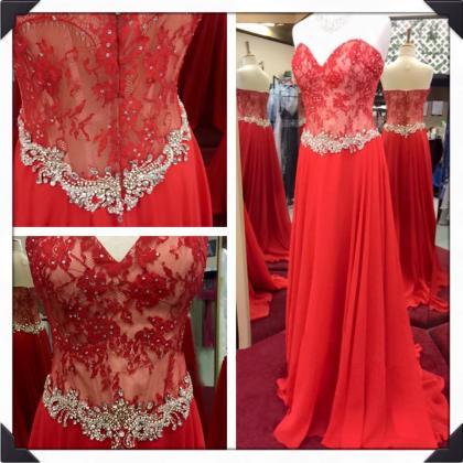 Fashion Prom Dresses,red Prom Dress,chiffon Formal..
