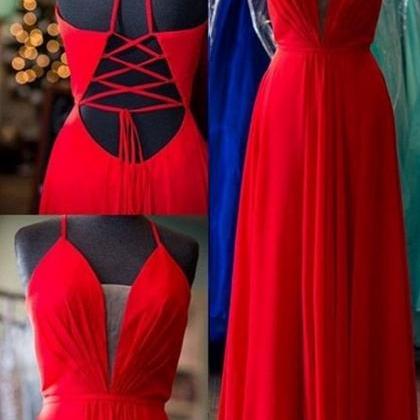 Sexy Open Back Prom Dress,fashion Slit Red Prom..