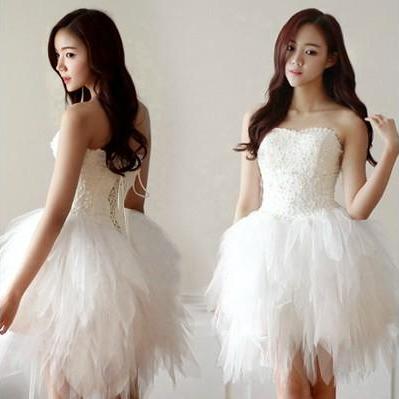 White Ball Gown Dress For Bridesmai..