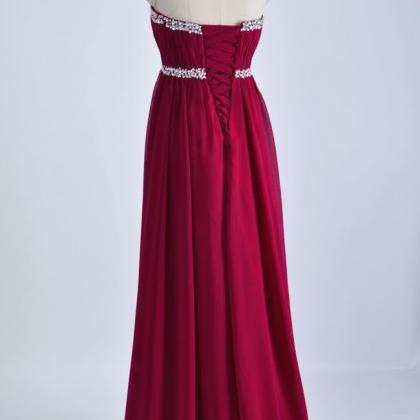Elegant Sweetheart Burgundy Empire Prom Dresses..