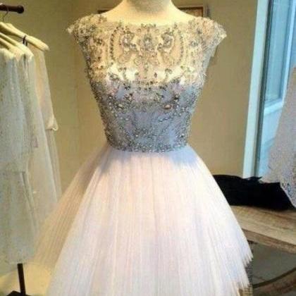 Custom Made Round Neck White Short Prom Dresses,..