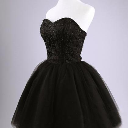 Black Prom Dress Strapless Ball Gown Tulle Party..