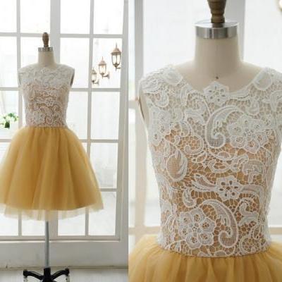 2015 New style Lace Tulle Bridesmaid Dress Prom Dress Mint Blue Yellow Tulle Dress Knee Short Dress