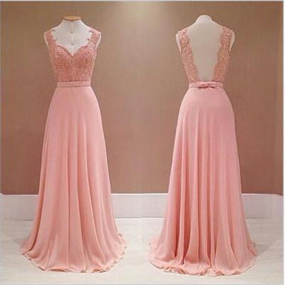  Pretty Prom Dress,Sweetheart Prom Dress,Chiffon Prom Dress,Floor Length Prom Dress,Lace Prom Dress, Appliques Prom Dress,Backless Prom Dress ,Gowns For Wedding Party
