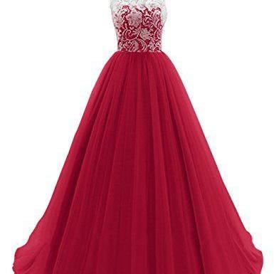 Prom Dress,Maroon Long Prom Dressprom dresses,lace evening gowns,white lace prom gowns,evening dress,Tulle party gowns,burgundy prom gowns
