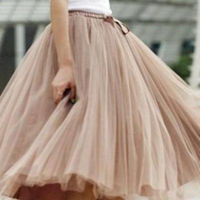 Charming Women Skirt,Spring Autumn Skirt ,A-Line Skirt,Fashion Street Style Skirt,Tulle Skirt,