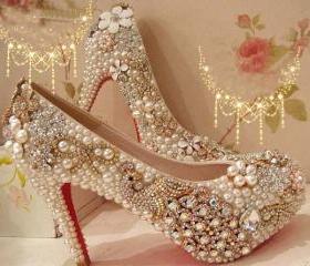 Pearl Wedding Shoes, Bridal Shoes, Bridal, Women Peep Toe Shoes Lady ...