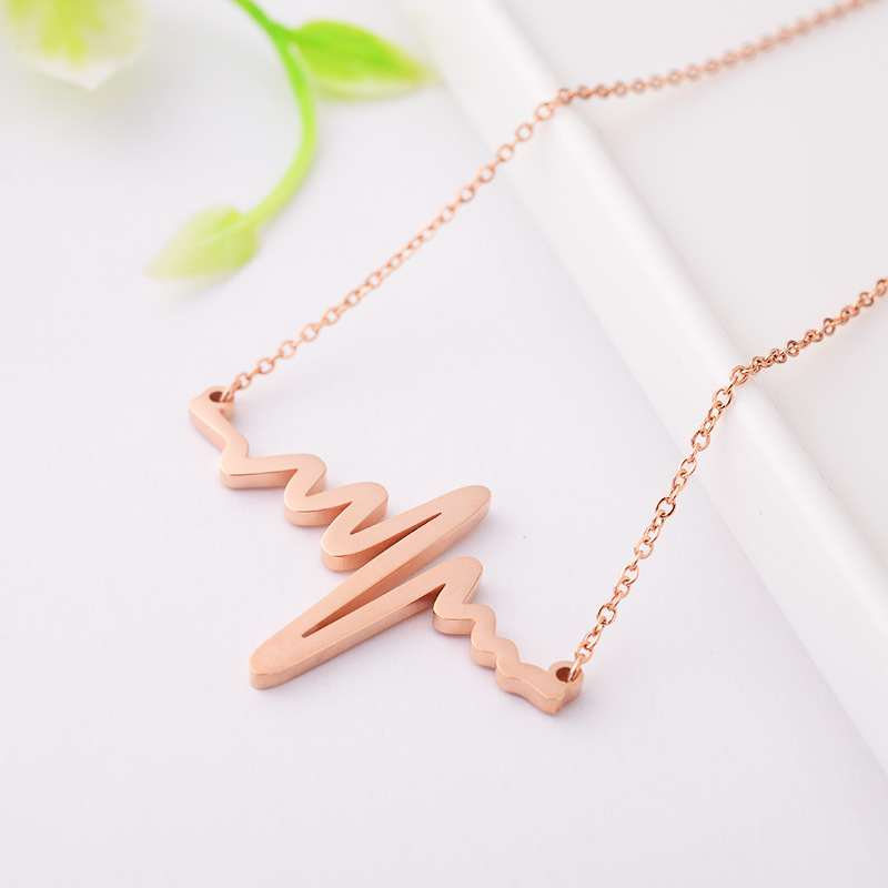 Necklace,collarbone Chain ,metal Necklace,han Edition Of The Ecg Necklace Female Sautoir Fashion Titanium Steel Rose Gold Collar Bone Chain